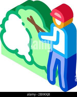 gardener with secateurs isometric icon vector illustration Stock Vector