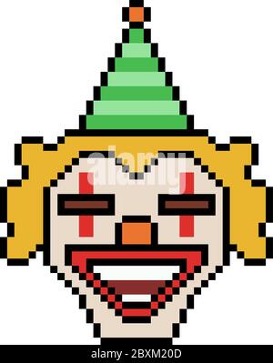 vector pixel art clown isolated Stock Vector