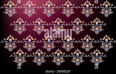 digital textile design of flowers and leaves art Stock Vector