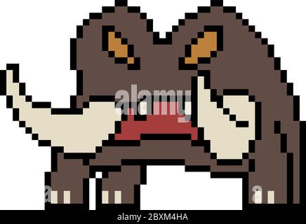 vector pixel art monster boar isolated Stock Vector