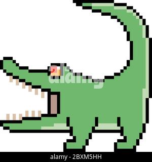 vector pixel art crocodile isolated cartoon Stock Vector Image & Art - Alamy