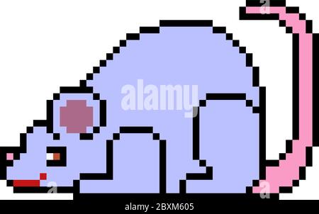 vector pixel art rat isolated Stock Vector