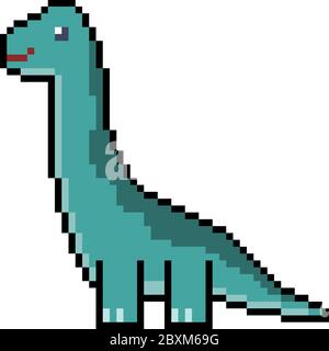 vector pixel art brontosaurus isolated cartoon Stock Vector Image & Art ...