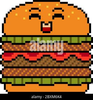 vector pixel art burger isolated Stock Vector