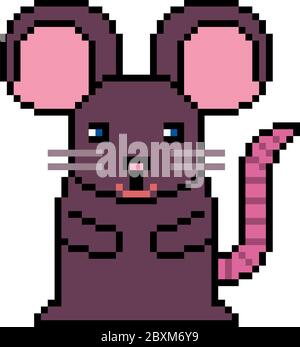 vector pixel art rat isolated Stock Vector