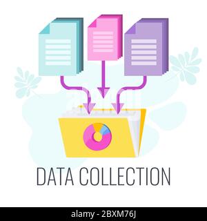 Data Collection Icon. Market research. Flat vector illustration. Stock Vector