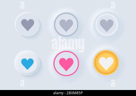 Newmorphic UI like buttons light set Stock Vector
