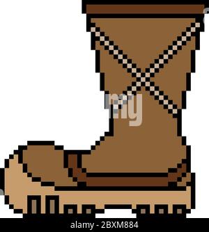 vector pixel art boot isolated Stock Vector