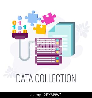 Data Collection Icon. Market research. Flat vector illustration. Stock Vector