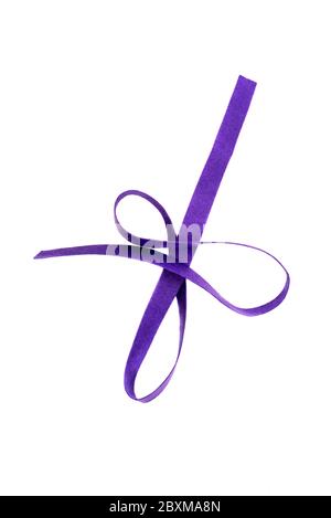 Violet strip of felt fabric isolated on a white background. Type of felt, non-woven material. View from above. Stock Photo