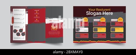 Food/Restuarant Red Trifold Brochure Design Stock Vector