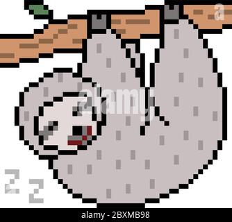 vector pixel art sloth isolated Stock Vector