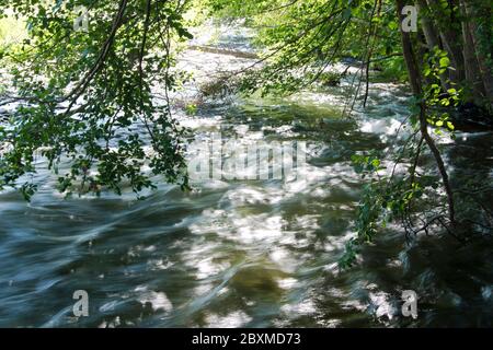 Der Fluss Le Tech am Fuss der Pyrenäen in Céret Stock Photo