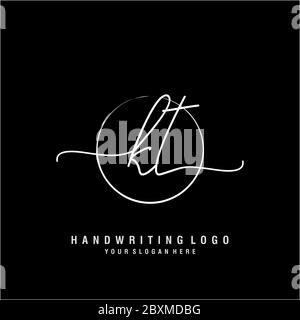 KT handwriting logo with circle template vector logo of initial ...