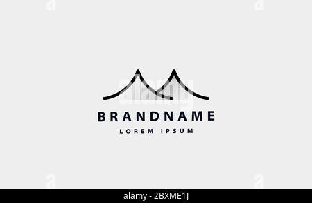 simple mountain desert monoline logo vector design Stock Vector