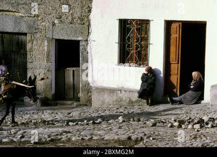 Elderly residents pictured in 1968 in the village of La Alberca, Salamanca, Spain Stock Photo