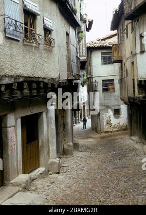 Cobbled street in the village of La Alberca, Salamanca, Spain Stock Photo