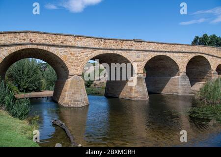 Old stone Bridge built 1823 Richmond Tasmania Australia Stock Photo