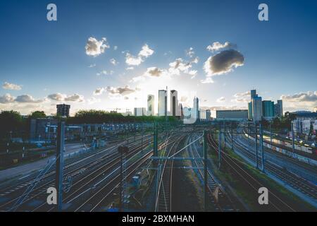 sunset, skyline of The Hague city centre, The Netherlands Stock Photo