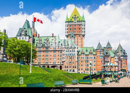 Quebec City, Canada. Frontenac Castle and Boardwalk. Stock Photo