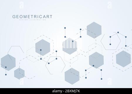 Hexagonal abstract background. Big Data Visualization. Global network connection. Stock Vector