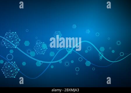 Hexagonal abstract background. Big Data Visualization. Global network connection. Stock Vector