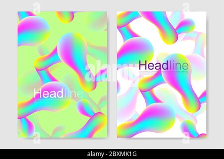 Abstract fluid 3d shapes vector trendy liquid colors. Vector templates for brochure magazine leaflet flyer cover Stock Vector