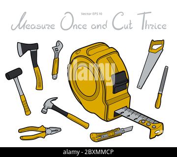 Working tools icon set vector illustration line art Stock Vector