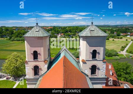 Tyniec Abbey in Kracow. Aerial view of benedictine abbey. Cracow, Poland. Stock Photo