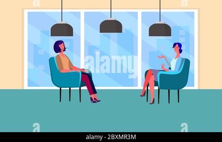 two females are sitting in office for business meeting Stock Vector
