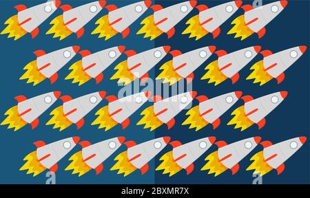 digital textile design of space ship on abstract background Stock Vector