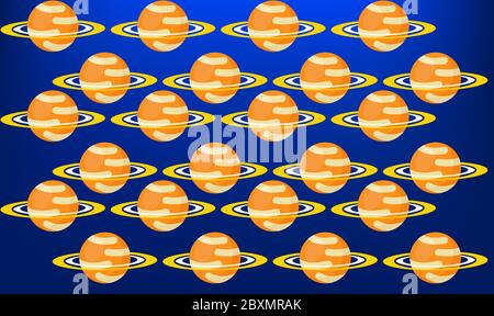 digital textile design of several Saturn planets on abstract background Stock Vector