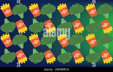 digital textile design of food and vegetable art on abstract background Stock Vector