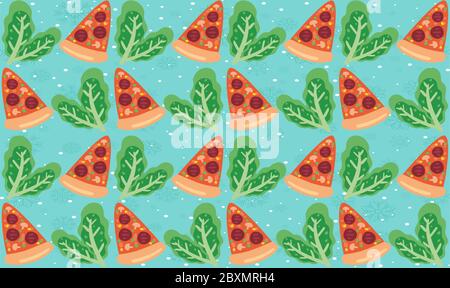 digital textile design of food and leaves on abstract background Stock Vector