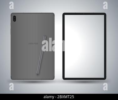 Tablet mockup easy place application demo on screen. Stock Vector