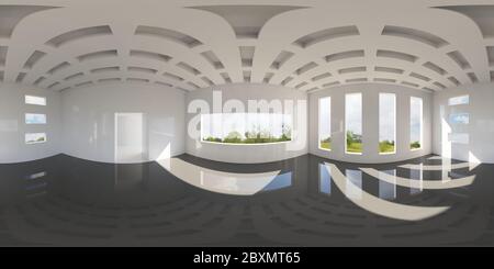 8K HDRI map, spherical environment panorama background, abstract high contrast interior light source rendering (3d equirectangular render) Stock Photo