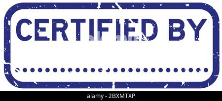 Grunge blue certified word with black dot for signature square rubber seal stamp on white background Stock Vector