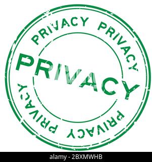 Grunge green privacy word round rubber seal stamp on white background Stock Vector