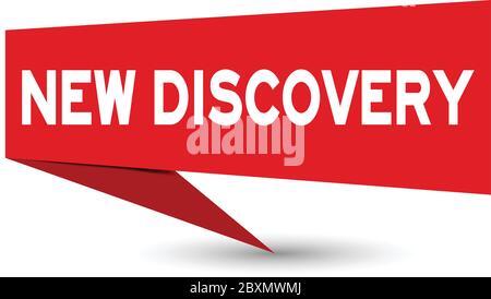 Red paper speech banner with word new discovery on white background (Vector) Stock Vector