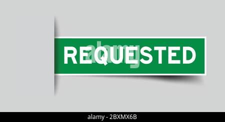 Square seal green color sticker in word requested insert on gray background 4 Stock Vector