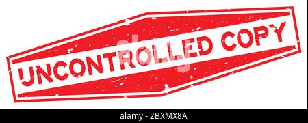 Grunge red uncontrolled copy word hexagon rubber seal stamp on white background Stock Vector