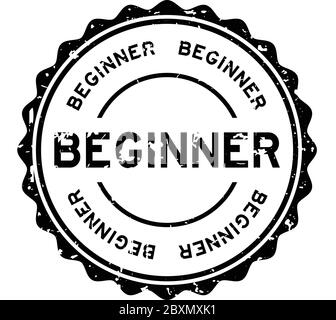 Grunge black beginner word round rubber seal stamp on white background Stock Vector