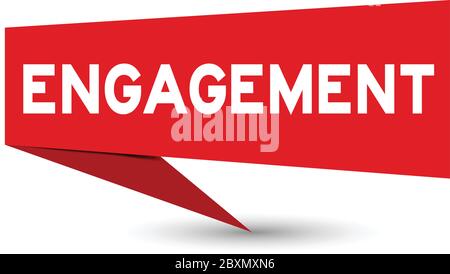 Red paper speech banner with word engagement on white background (Vector) Stock Vector