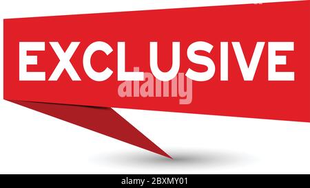 Red paper speech banner with word exclusive on white background (Vector) Stock Vector