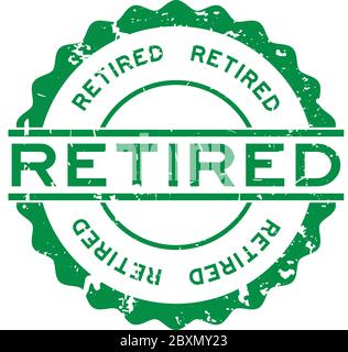 Grunge green retired word round rubber seal stamp on white background Stock Vector