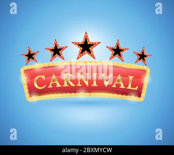 Carnival banner retro style with five star. Vector illustration for carnival poster. Stock Vector