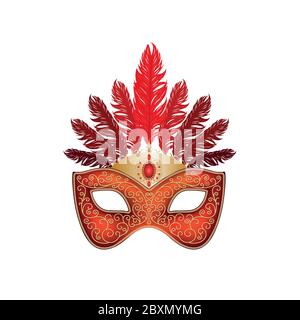 Gold mask carnival with feather vector illustration for carnival festival Stock Vector