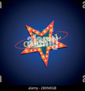 Carnival banner retro style with five star. Vector illustration for carnival poster. Stock Vector