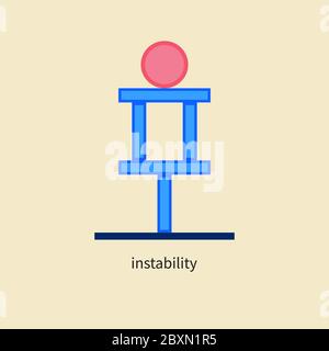 Unstable system icon, vulnerability in business, symbol of balance, idea of financial risks Stock Vector