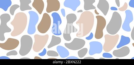 Color spots, seamless random pattern with organic shapes. Blobs on white background. Vector illustration Stock Vector